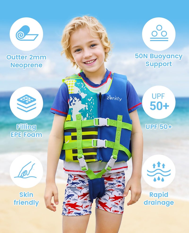Zeraty Toddler Swim Vest Neoprene Kids Float Jacket Swimming Aid for Children with Adjustable Safety Strap Age 2-9+ Years/36-88Lbs - Image 2