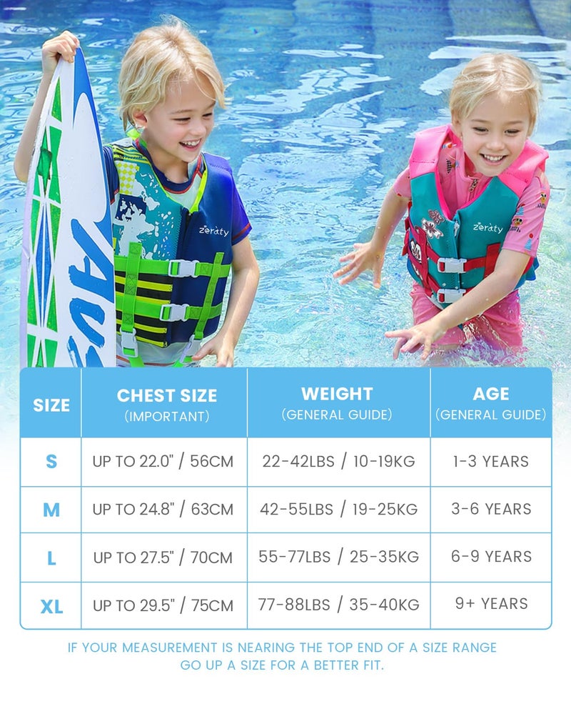 Zeraty Toddler Swim Vest Neoprene Kids Float Jacket Swimming Aid for Children with Adjustable Safety Strap Age 2-9+ Years/36-88Lbs - Image 3