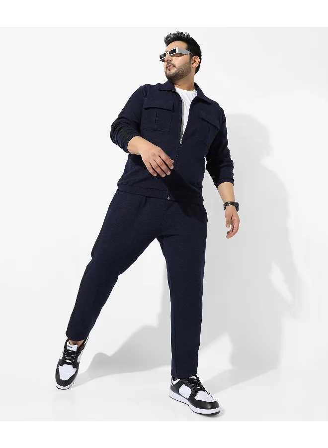 Instafab Plus Men's Solid Black Regular Fit Co-Ords Set