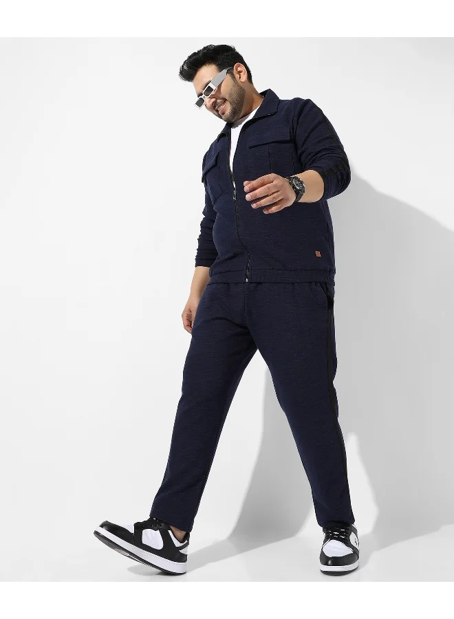 Instafab Plus Men's Solid Black Regular Fit Co-Ords Set