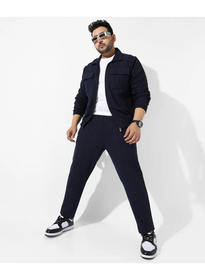 Instafab Plus Men's Solid Black Regular Fit Co-Ords Set