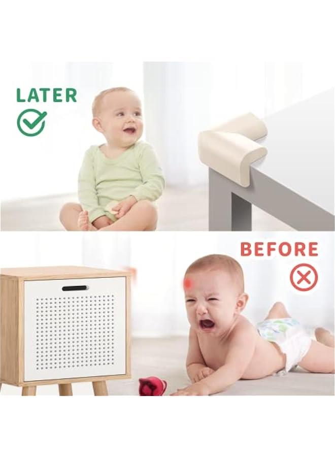 رينكس واقيات زوايا الطاولة لسلامة الطفل م ايش، 10 قطع م واقيات زوايا سميكة يضة لسلامة الاطفال مع لاصق قوي، لحماية راس الاطفال ورك الكار م الجروح لو ايض) - Image 2