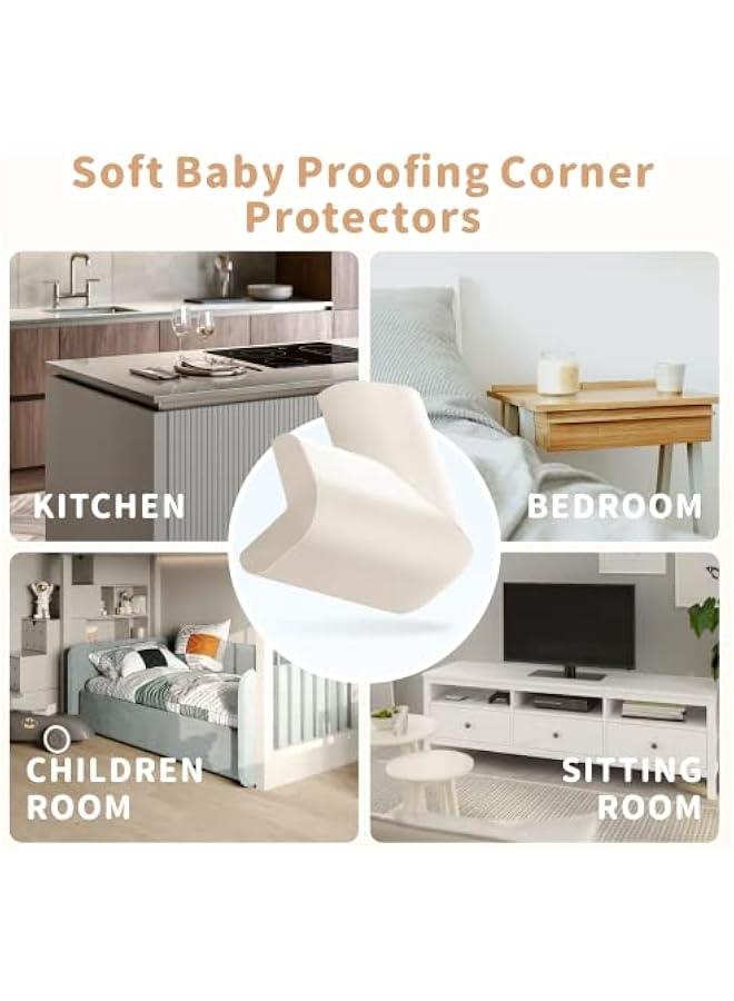 رينكس واقيات زوايا الطاولة لسلامة الطفل م ايش، 10 قطع م واقيات زوايا سميكة يضة لسلامة الاطفال مع لاصق قوي، لحماية راس الاطفال ورك الكار م الجروح لو ايض) - Image 5