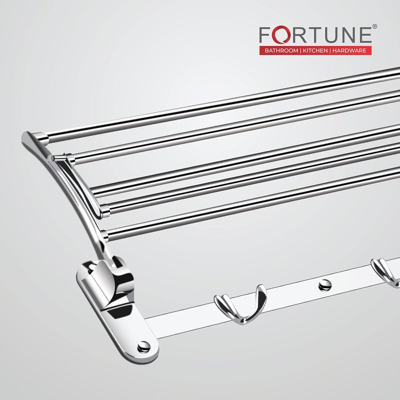 Fortune Classic Stainless Steel Folding Towel Rack for Bathroom | Towel Stand | Towel Hanger | Bathroom Accessories (18 Inch) - Image 3