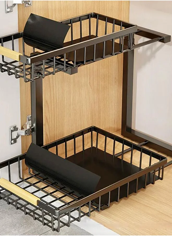 كويزيرا Adjustable 2-Tier Metal Storage Rack for Under-Sink, Kitchen, Bathroom, & Cupboards