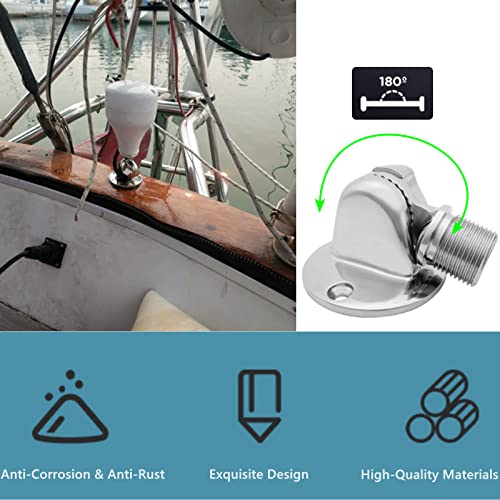 Thincol Marine VHF Antenna Mount 316 Stainless Steel Ratchet Antenna Base 180 Degree Adjustable Antenna Bracket for Boats and RV - Image 3
