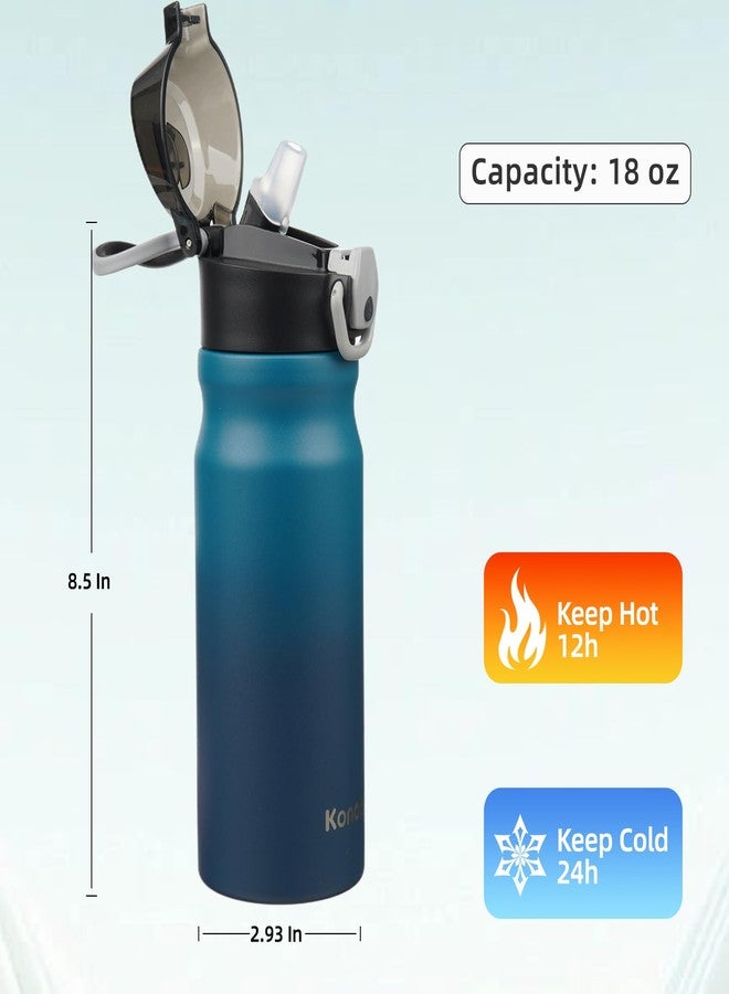 Konokyo Insulated Water Bottle with Straw and Carry Loop,18 oz Stainless Steel Double Wall Vaccum Metal Water Flask with Leak-proof Lid,Indiego Black - Image 3