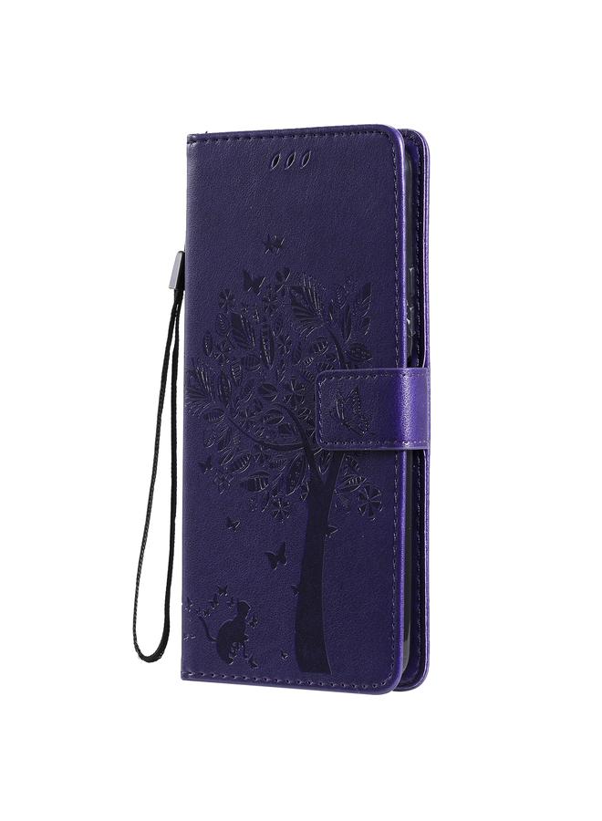 S-TOP Case For Huawei P Smart 2021 Tree & Cat Pattern Pressed Printing Horizontal Flip PU Leather Case with Holder & Card Slots & Wallet & Lanyard - Image 2