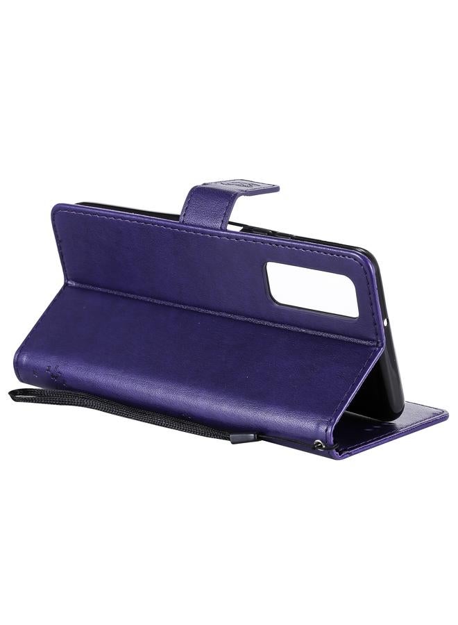 S-TOP Case For Huawei P Smart 2021 Tree & Cat Pattern Pressed Printing Horizontal Flip PU Leather Case with Holder & Card Slots & Wallet & Lanyard - Image 5