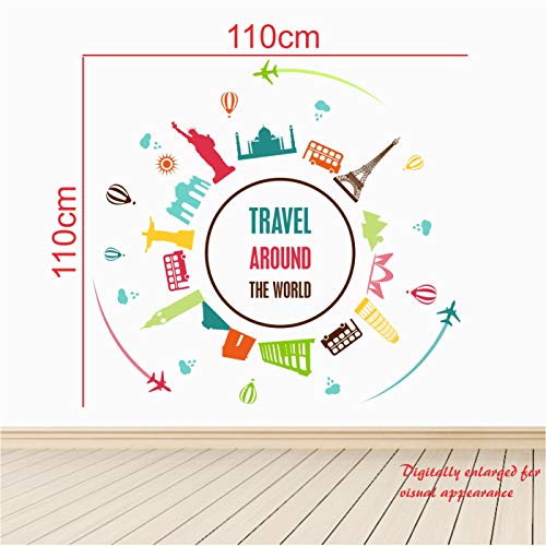 StickMe 'Travel Around The World - Inspirational - Motivational - Wall Sticker' -SM651 (Multi Colour, Vinyl - 110cm X 110 cm)-Self-Adhesive - Image 4