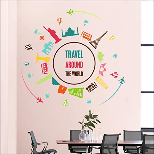 StickMe 'Travel Around The World - Inspirational - Motivational - Wall Sticker' -SM651 (Multi Colour, Vinyl - 110cm X 110 cm)-Self-Adhesive - Image 2