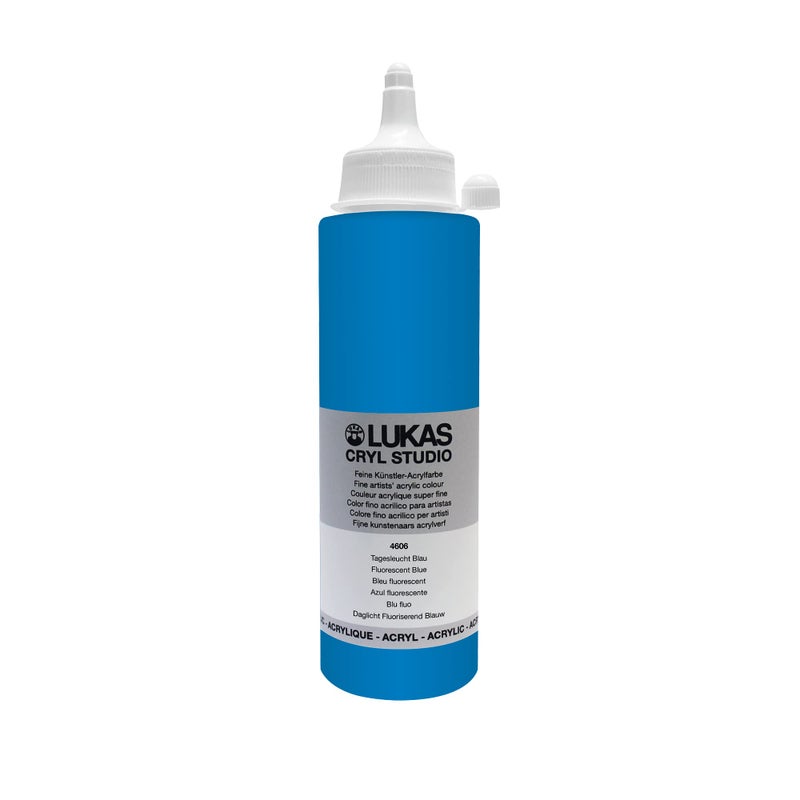 LUKAS CRYL Studio Artists Paint High Pigment Concentration Paint 250 ml Bottle Fluorescent Blue