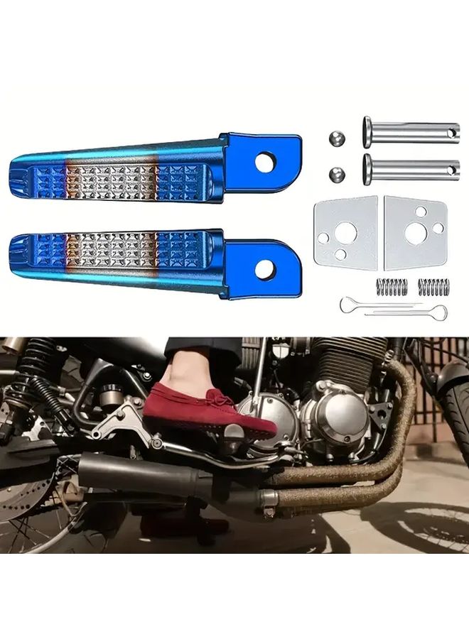 Aluminum Alloy Anti Slip Motorcycle Passenger Foot Pegs Platform Silvery Color - Image 5