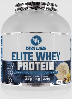 Yava Labs Elite Whey Protein To Support Muscle Growth Enhance Recovery And Increase Muscle Hypertrophy Before And After Exercise Low in Fat And Sugar Essential Amino Acids Vanilla ice Cream Flavor