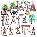 kukifun 31Pcs Native American Village Playset Assorted Indigenous People Figures with Tepee Totem Pole Fence Trees Animals Tribal Cultural History Educational School Project Toys for Kids - Image 2