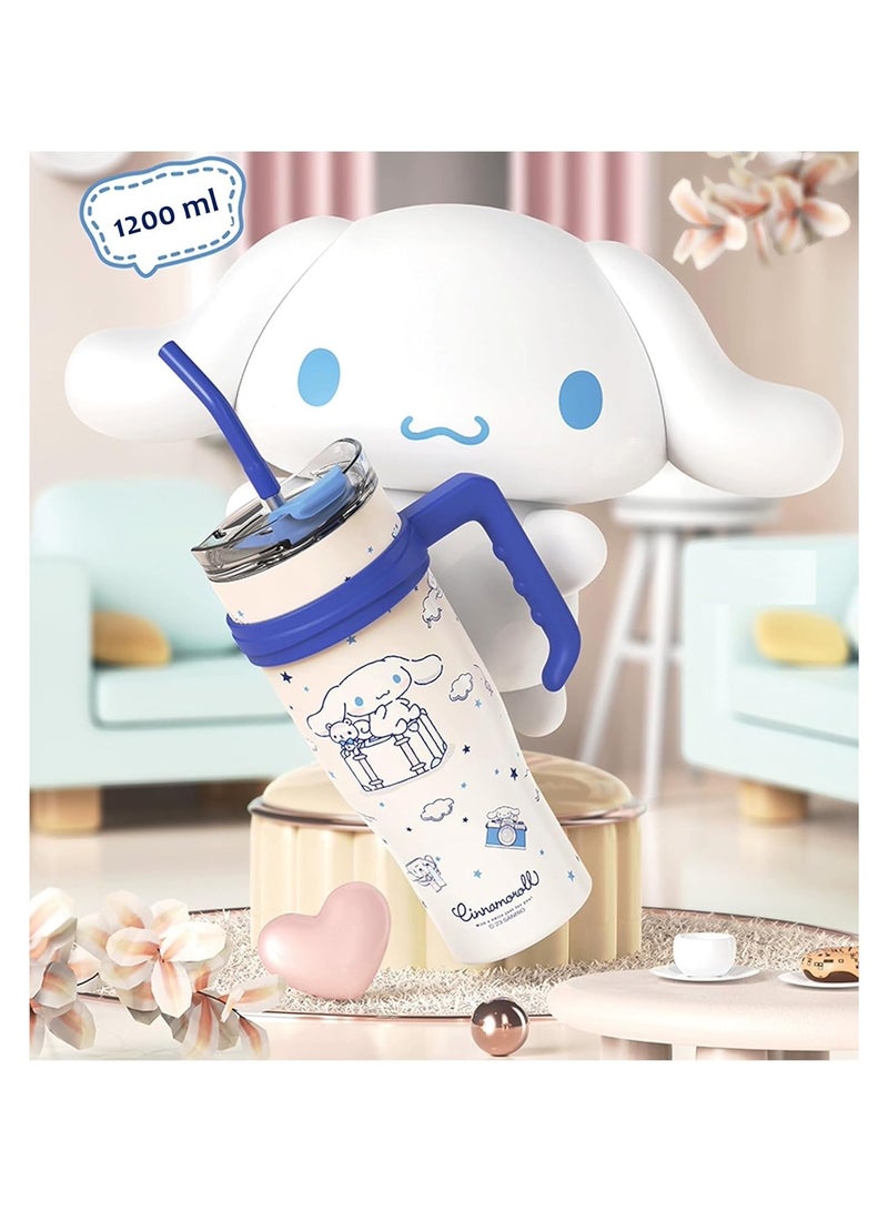 general Cinnamoroll Stainless Steel Insulated Glass with Lid, Straw and Handle 1200ml - White - Image 2