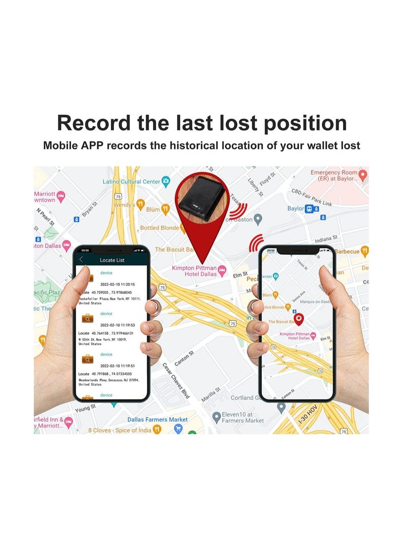 KASTWAVE Smart Wallet With Tracker, Slim Wallet with Bluetooth Tracker - Stylish Mens Credit Card Holder, Anti-Lost GPS Finder, Large Capacity Dad Wallet with Zipper (Black) - Image 4