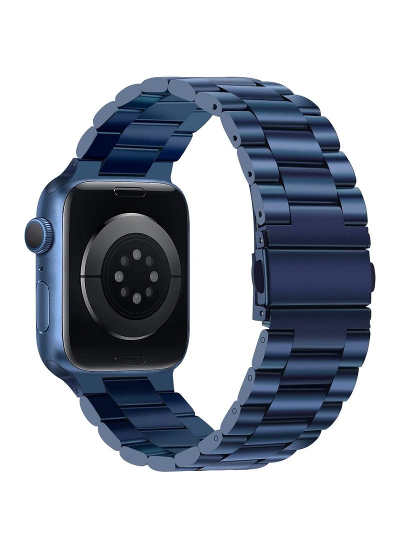 Generic - For Apple Watch Series 8 45mm And 8 Ultra 49mm - Stainless Steel Bracelet Watch Band Strap - Blue - Image 1