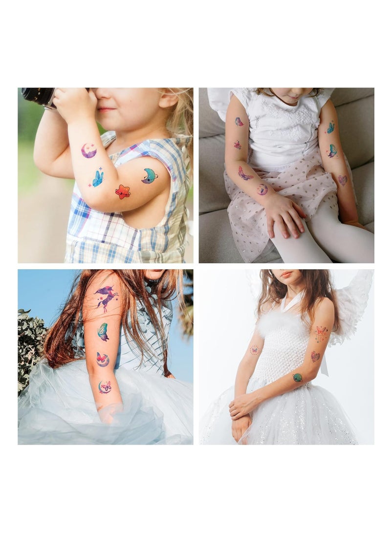 SYOSI تاتو فراشات لامعة، 12 ورقة تاتو مكياج للعين والوجه، تاتو مؤقت مقاوم للماء بأجنحة سحرية وزهور قمر حورية يونيكورن، لنساء وفتيات لمستلزمات حفلات الموسيقى والمهرجانات - Image 5