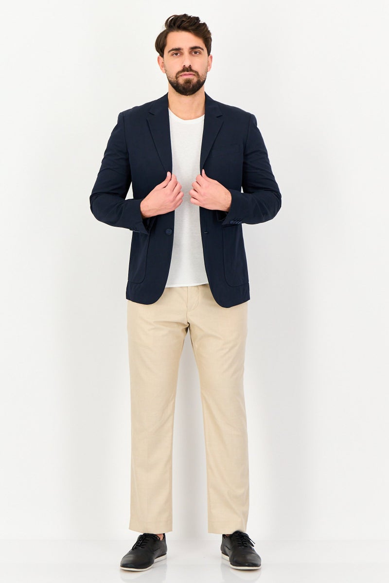 Celio Men Slim Fit Solid Semi Formal Blazer, Navy - Image 4