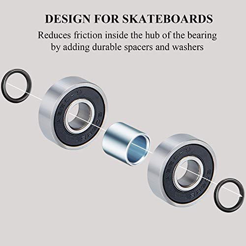 Sumind 36 Pieces Bearing Spacers and Washers Skateboard Hardware Kit for Most Skateboard Trucks and Longboards (24 Washers, 12 Spacers) - Image 3