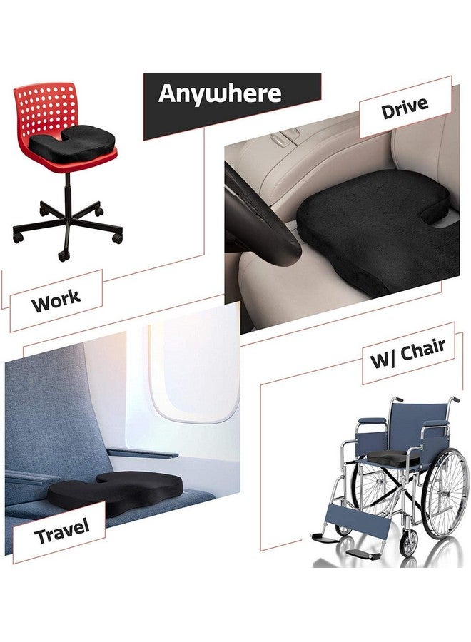 obliq Orthopaedic Coccyx Pillow Tailbone Seat Cushion with Cooling Gel High Density Memory Foam to Relieve Sciatica, Back Pain Relief for Chair, Wheel Chair, Car (Black) - Image 3