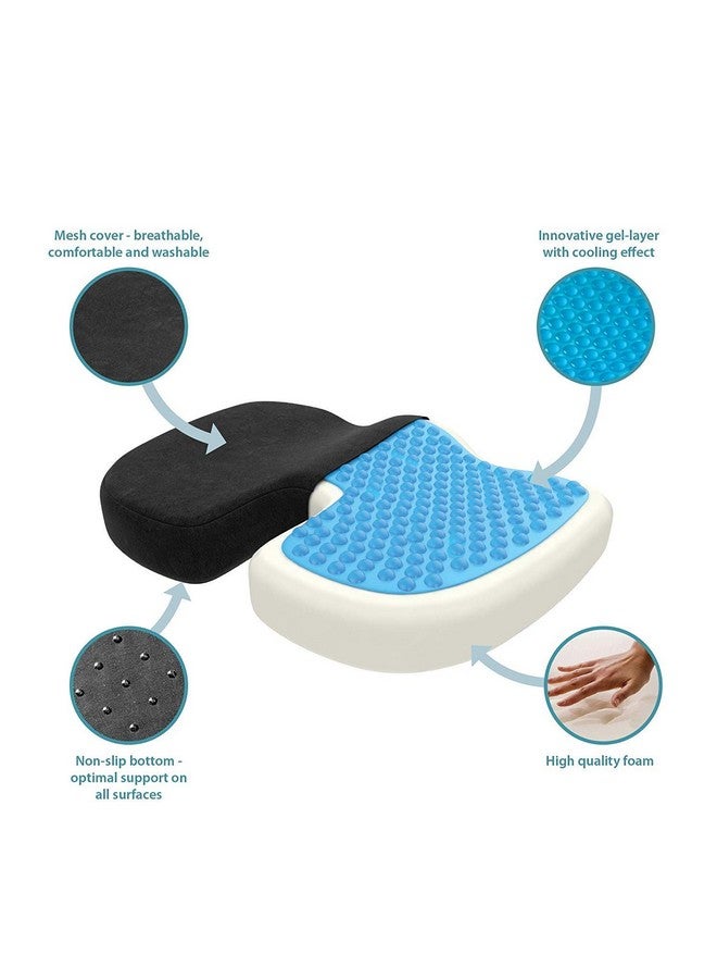 obliq Orthopaedic Coccyx Pillow Tailbone Seat Cushion with Cooling Gel High Density Memory Foam to Relieve Sciatica, Back Pain Relief for Chair, Wheel Chair, Car (Black) - Image 5
