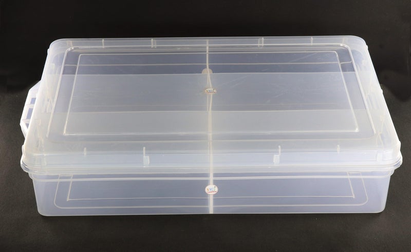 NMII Multipurpose Plastic Storage Box with Partitions | Transparent Organizer with Secure Lid | Ideal for Stationery, Craft Supplies, Tools, and Jewellery, Accessories | Lightweight-(6 Partitions) - Image 3