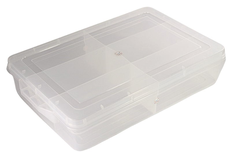 NMII Multipurpose Plastic Storage Box with Partitions | Transparent Organizer with Secure Lid | Ideal for Stationery, Craft Supplies, Tools, and Jewellery, Accessories | Lightweight-(6 Partitions) - Image 1