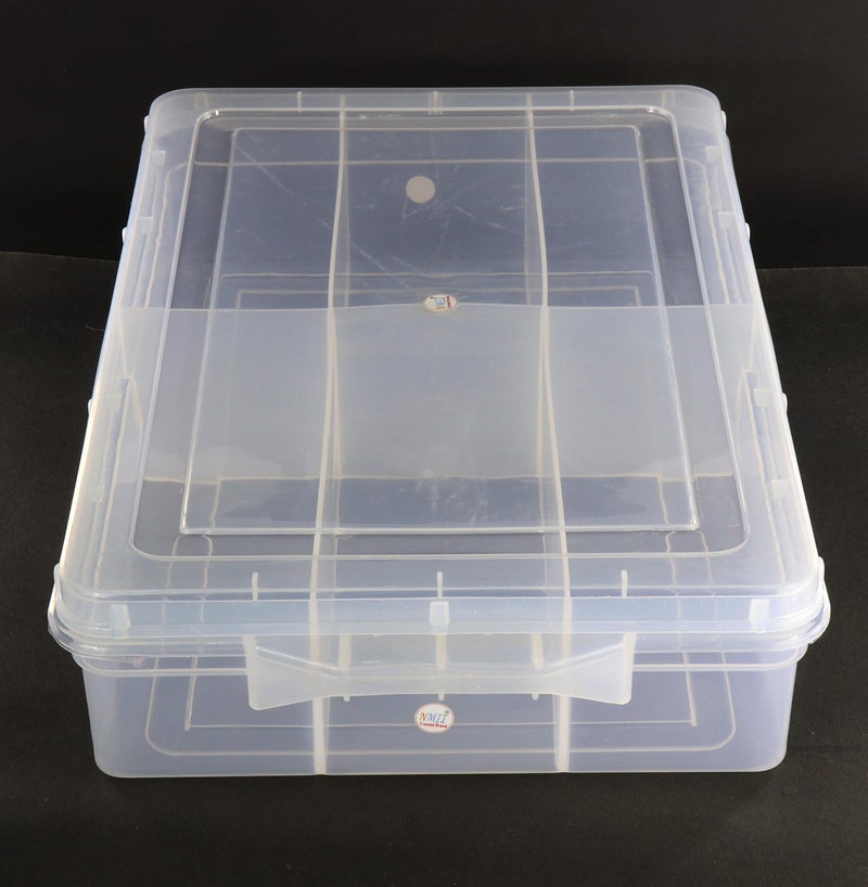 NMII Multipurpose Plastic Storage Box with Partitions | Transparent Organizer with Secure Lid | Ideal for Stationery, Craft Supplies, Tools, and Jewellery, Accessories | Lightweight-(6 Partitions) - Image 4