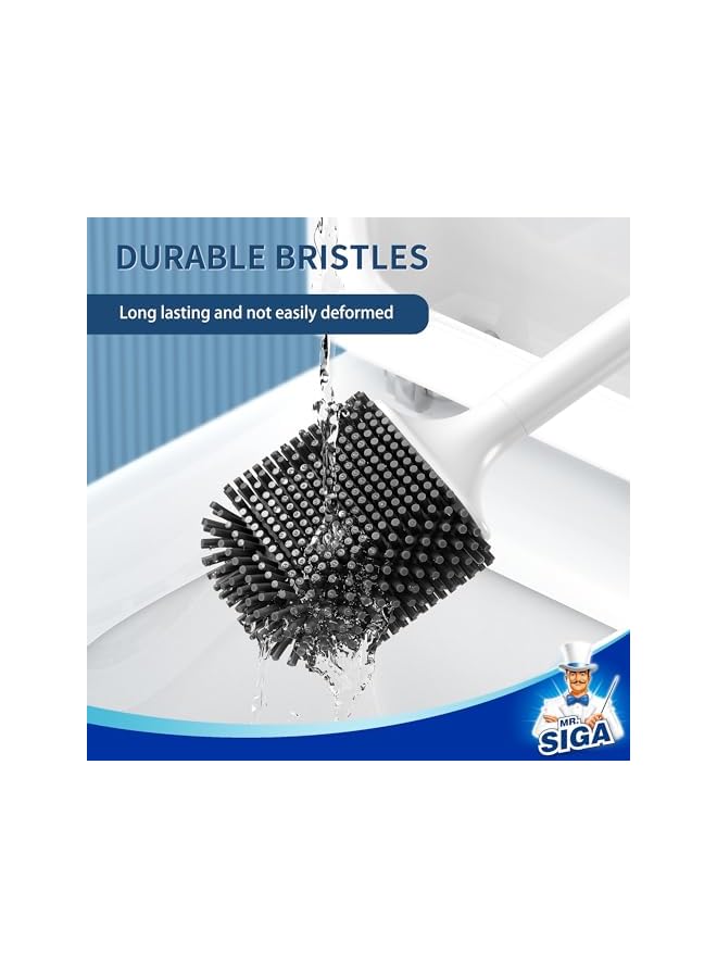 promass Toilet Bowl Brush and Holder, Toilet Brush with Durable and Flexible TPR Bristles, Wall Mounted Toilet Brush Cleaner for Bathroom Cleaning, White, 1 Pack - Image 4