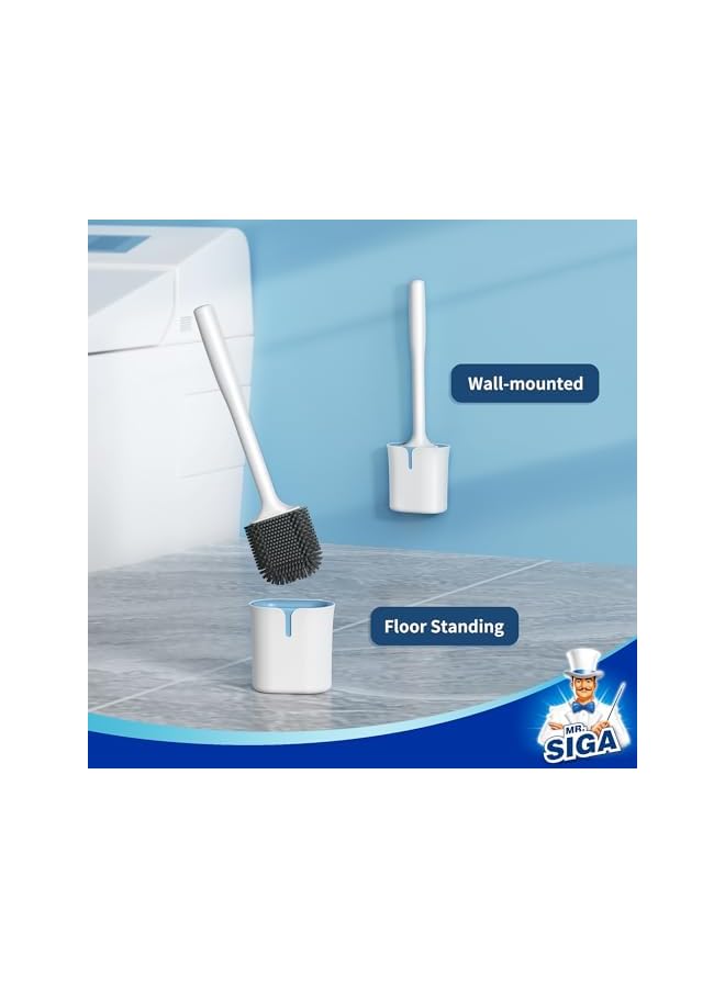 promass Toilet Bowl Brush and Holder, Toilet Brush with Durable and Flexible TPR Bristles, Wall Mounted Toilet Brush Cleaner for Bathroom Cleaning, White, 1 Pack - Image 5