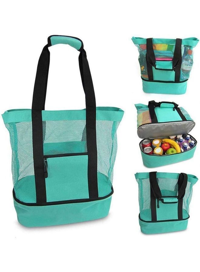 NIBEMINENT Mesh Large Beach Tote Zipper with Insulated Cooler Bag - Image 1