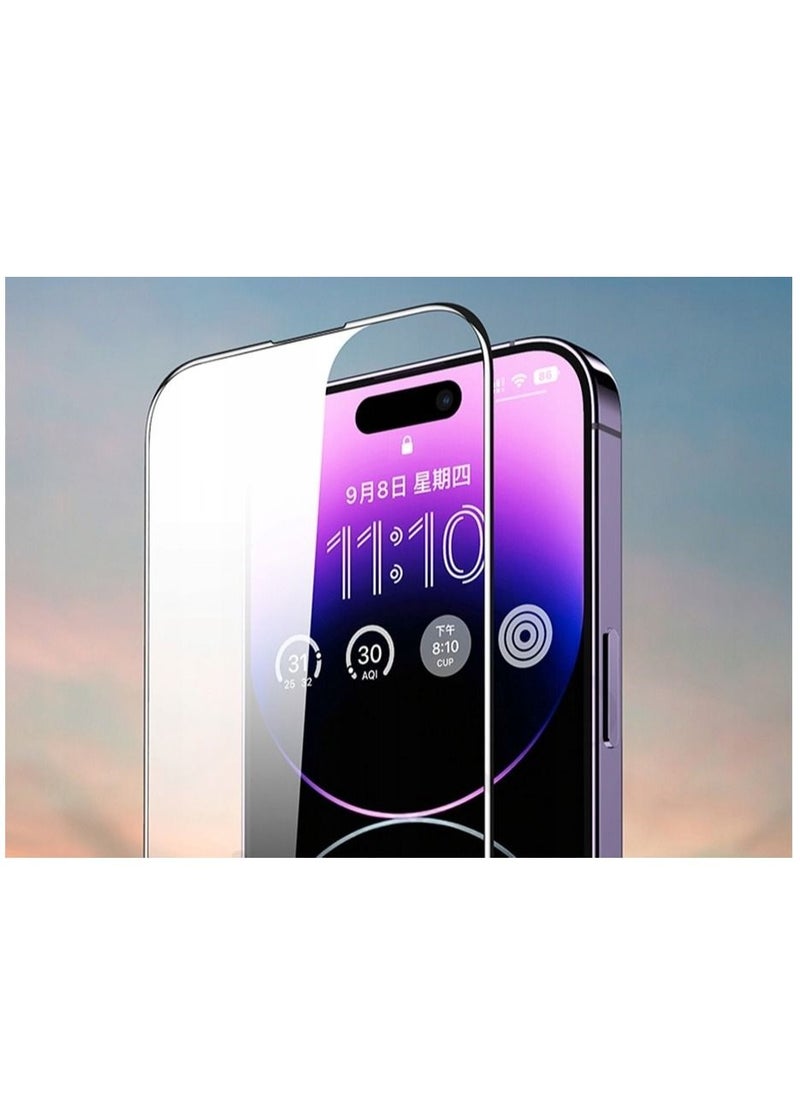 MOCOM Tempered Glass Screen Protector for Apple iPhone 14 Pro Max Clear/Black  - Image 3