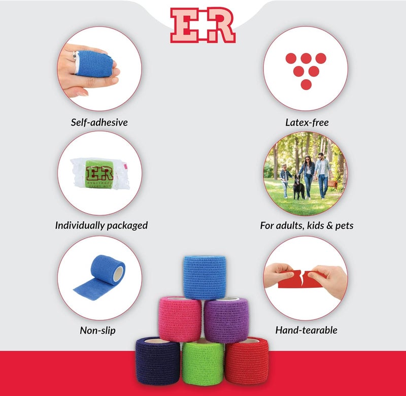 Ever Ready First Aid Self Adherent Cohesive Bandages 2 x 5 Yards  6 Count Rainbow Colors - Image 2