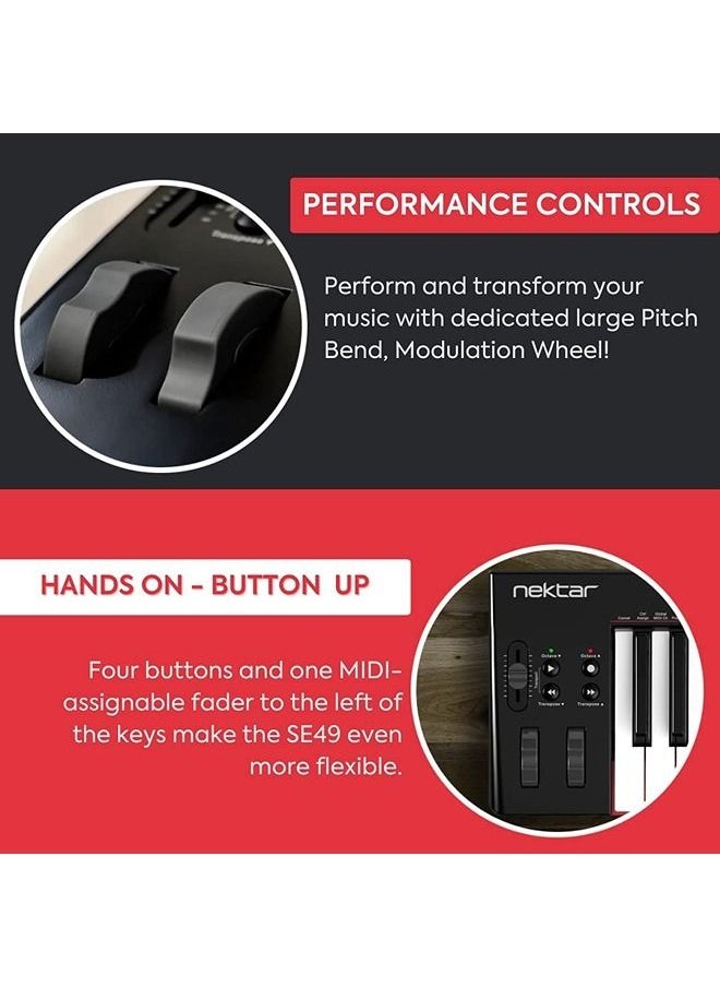 Nektar - Nektar SE49 USB MIDI Keyboard Controller with Nektar DAW Integration,Black white Grey - Image 1