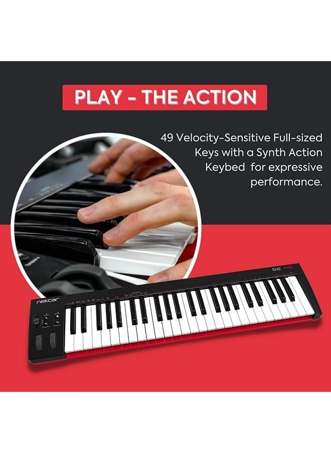 Nektar - Nektar SE49 USB MIDI Keyboard Controller with Nektar DAW Integration,Black white Grey - Image 1
