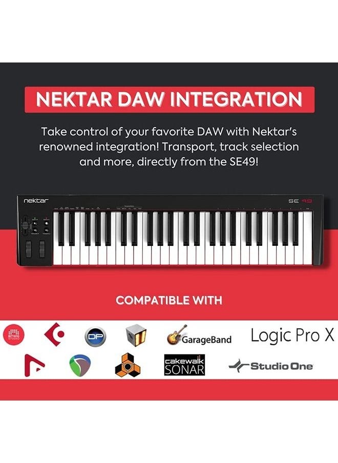 Nektar - Nektar SE49 USB MIDI Keyboard Controller with Nektar DAW Integration,Black white Grey - Image 1
