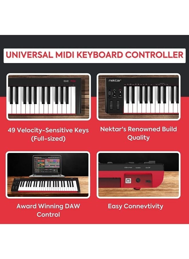 Nektar - Nektar SE49 USB MIDI Keyboard Controller with Nektar DAW Integration,Black white Grey - Image 1