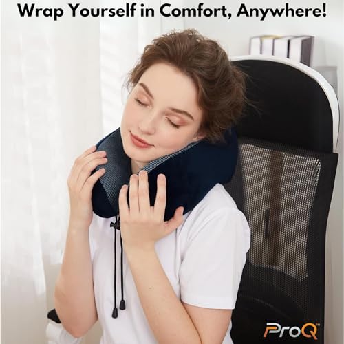 ProQ Neck Pillow for Travelling – Comfortable Memory Foam Cushion, Ergonomic U-Shape Support, Portable Flight Accessory, Compact Lightweight Design, Washable Cover Included, Black - Image 3