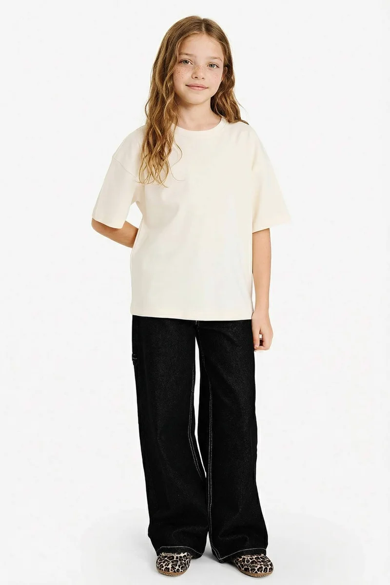 DeFacto Girl Oversize Fit Crew Neck Short Sleeve T-Shirt