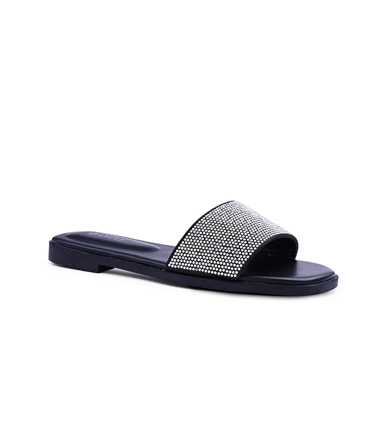 Cuple Womens rhinestone flat sandals