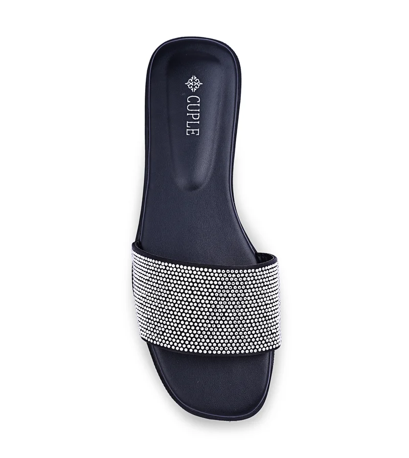 Cuple Womens rhinestone flat sandals