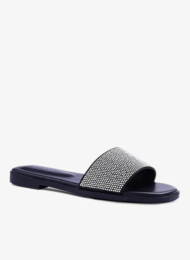 Cuple Womens rhinestone flat sandals