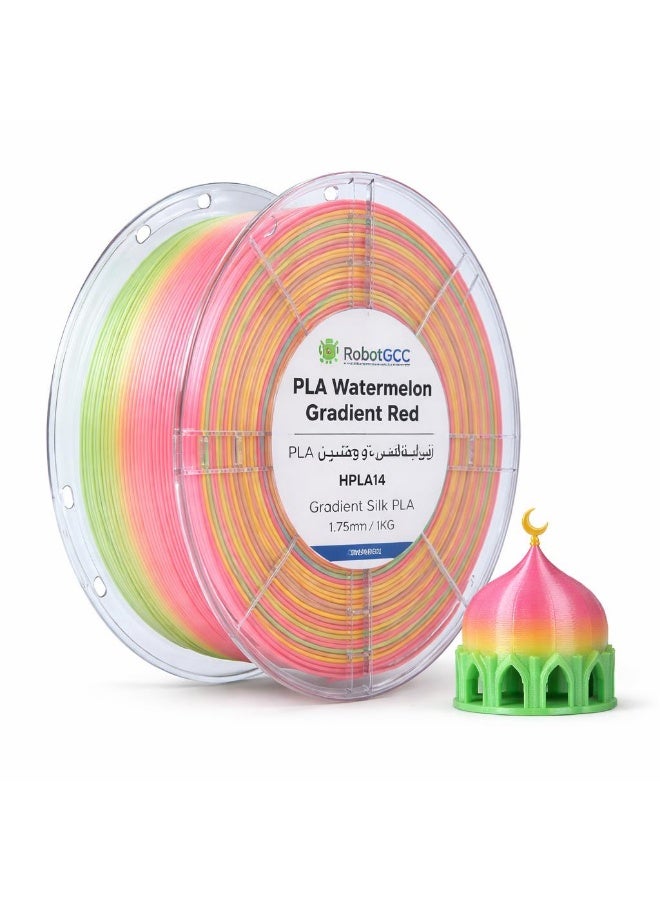 robotgcc PLA Silk Watermelon Gradient Red 1.75mm 3D Printer Filament – Premium Multicolor Silk PLA for FDM Printing, Smooth Extrusion, High Precision Dimensional Accuracy, Low Warping, Strong Layer Adhesion, Glossy Finish Biodegradable Material for Cosplay Props, Decorative Models, Artistic Sculptures, Engineering Prototypes, Creative DIY Projects - Image 1