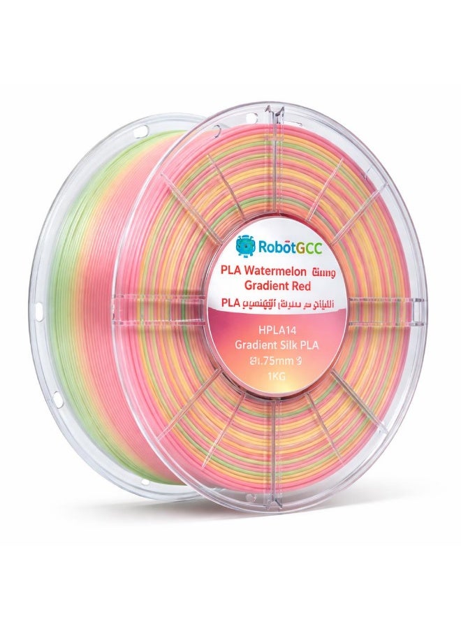 robotgcc PLA Silk Watermelon Gradient Red 1.75mm 3D Printer Filament – Premium Multicolor Silk PLA for FDM Printing, Smooth Extrusion, High Precision Dimensional Accuracy, Low Warping, Strong Layer Adhesion, Glossy Finish Biodegradable Material for Cosplay Props, Decorative Models, Artistic Sculptures, Engineering Prototypes, Creative DIY Projects - Image 2