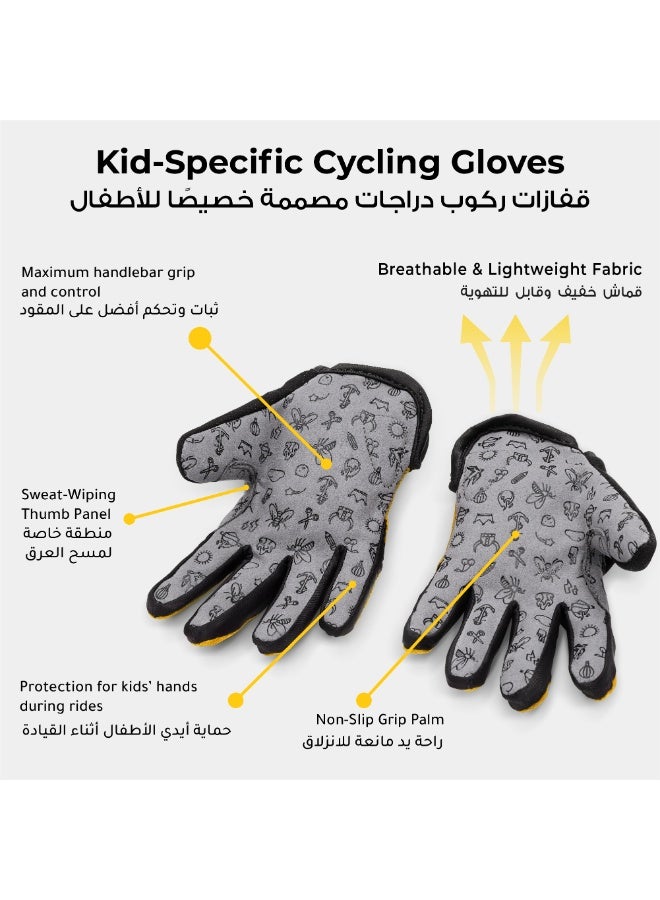 Woom TENS Kids Bike Gloves | Shock-Absorbing Padded Palm | Breathable Stretch Fabric | Size 6 Youth Cycling Gloves | Sunny Yellow - Image 2