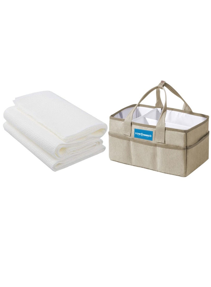 STAR BABiES Combo Pack Caddy Diaper Bag Organizer Disposabel Towel Pack Of 3-Khaki  - Image 1