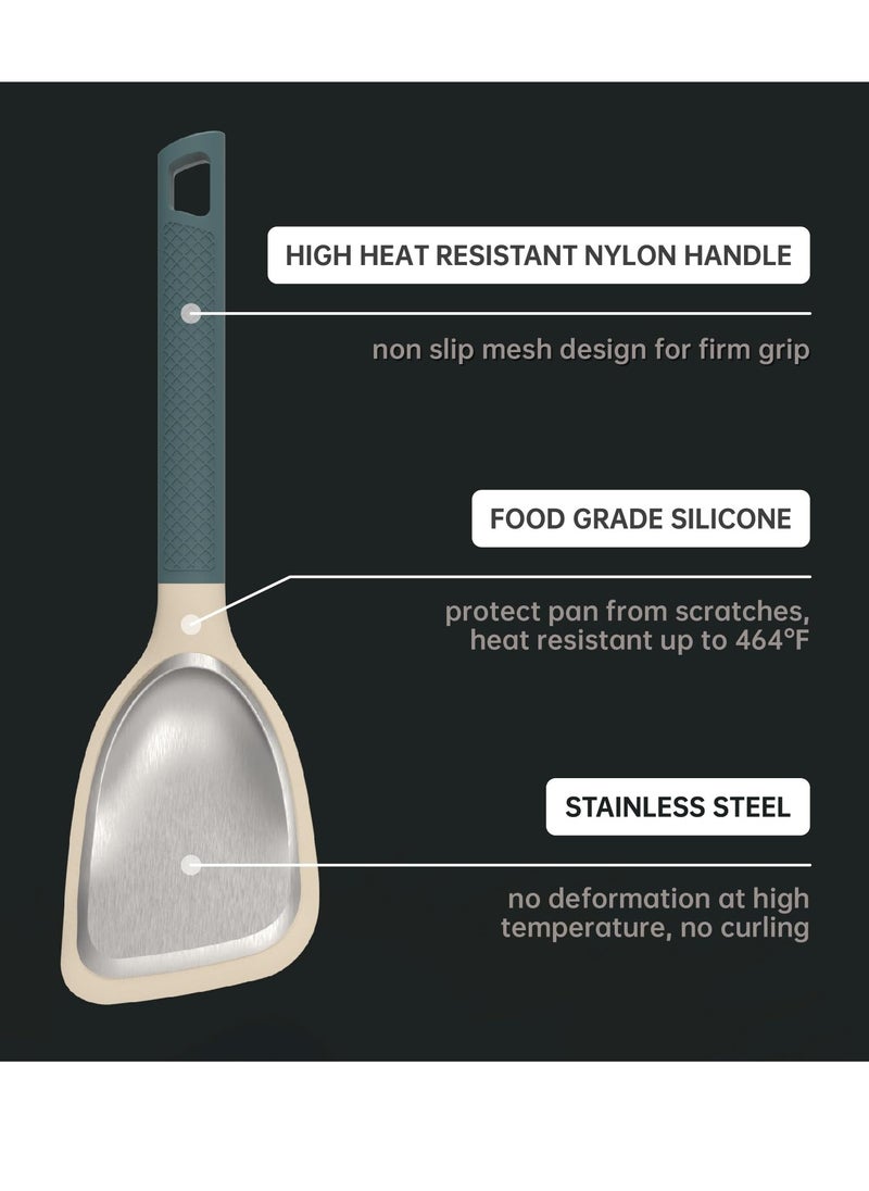 SYOSI - Silicone Spatula Set Non Stick with Nylon Handle Heat Resistant Kitchen Utensils Premium Materials - Durable and Practical Easy to Clean and Store Turner for Fish Steak Eggs Pancakes - Image 1
