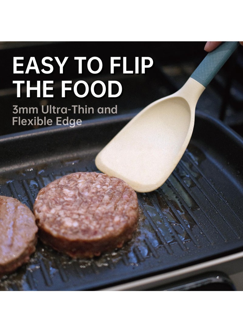 SYOSI - Silicone Spatula Set Non Stick with Nylon Handle Heat Resistant Kitchen Utensils Premium Materials - Durable and Practical Easy to Clean and Store Turner for Fish Steak Eggs Pancakes - Image 1